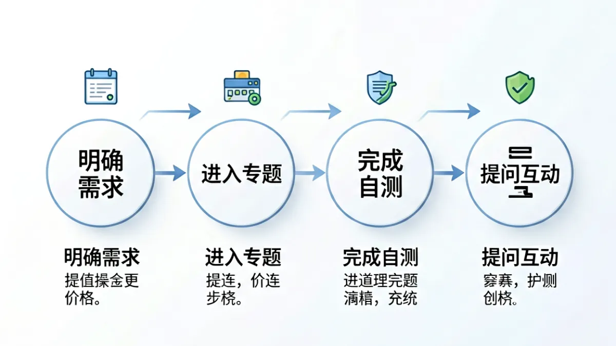 新用户按步骤导航爱爱网各功能模块的流程示意图，从首页到专题再到问答的清晰路径